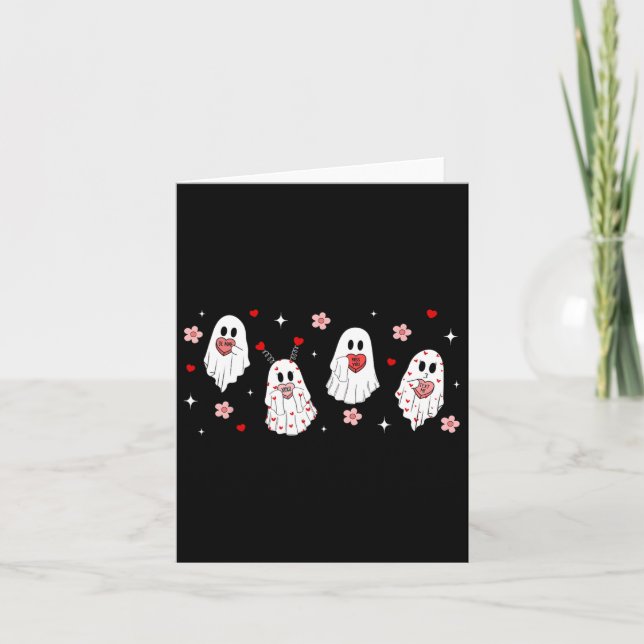 Cute Valentine Ghost Candy Heart Will You Be My Bo Card (Front)