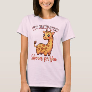 Cute Valentine Giraffe – Head Over Hooves for You T-Shirt