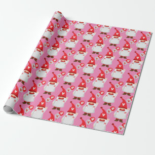 Cute Valentine Girl Gnome Pattern Wrapping Paper