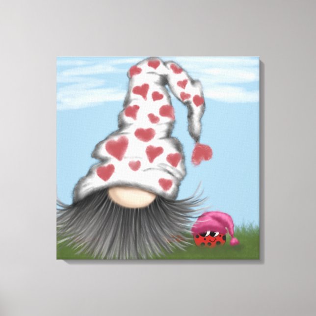 Cute Valentine Gnome Canvas Print (Front)
