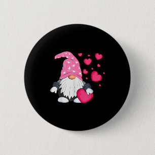 Cute Valentine Gnome Holding Heart Balloon Peace L 2 Inch Round Button