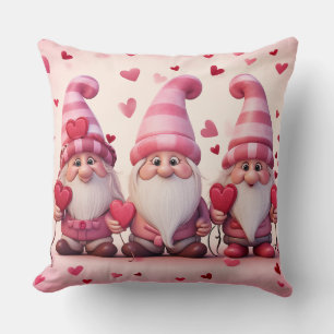 Cute Valentine Gnome Throw Pillow