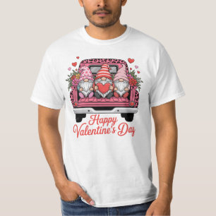 cute-valentine-gnomes-pink-truck-happy-valentines- T-Shirt