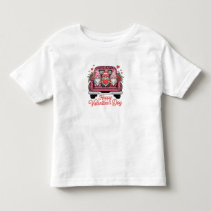 cute-valentine-gnomes-pink-truck-happy-valentines- toddler t-shirt