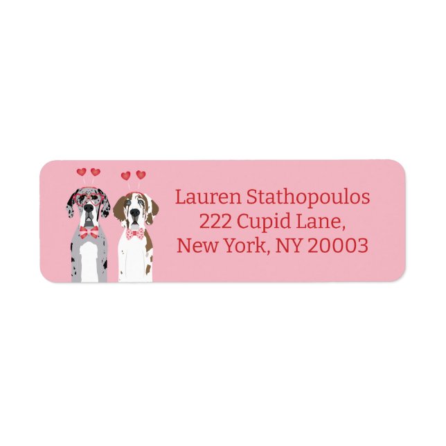 Cute Valentine Great Dane Dogs Rose Red (Devant)