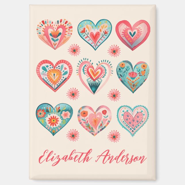 Cute Valentine Heart Pattern Magnet (Front)