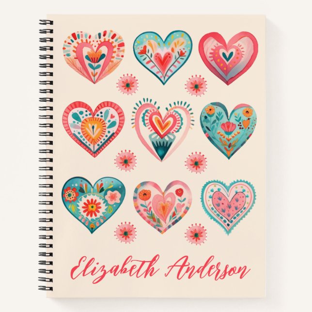Cute Valentine Heart Pattern Notebook (Front)
