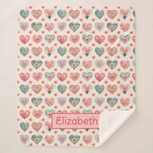 Cute Valentine Heart Pattern Sherpa Blanket