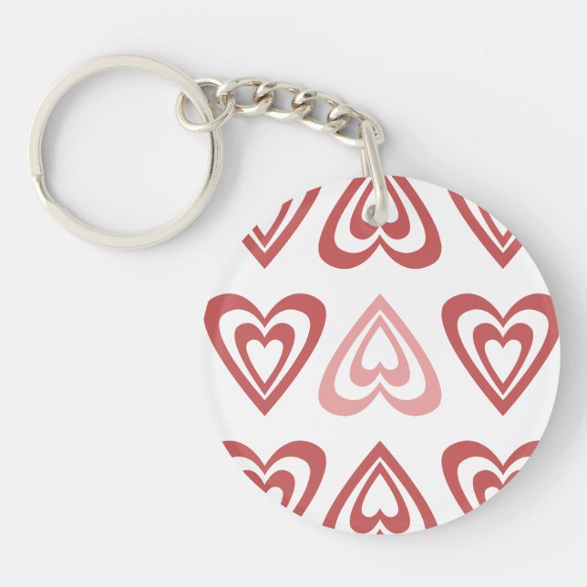 Cute Valentine Hearts – Love & Romance Design Keychain (Front)
