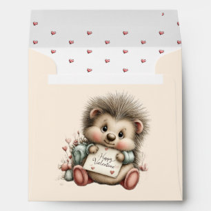 Cute Valentine Hedgehog Illustration Envelope