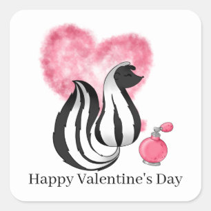 Cute Valentine Holiday skunk Square Sticker