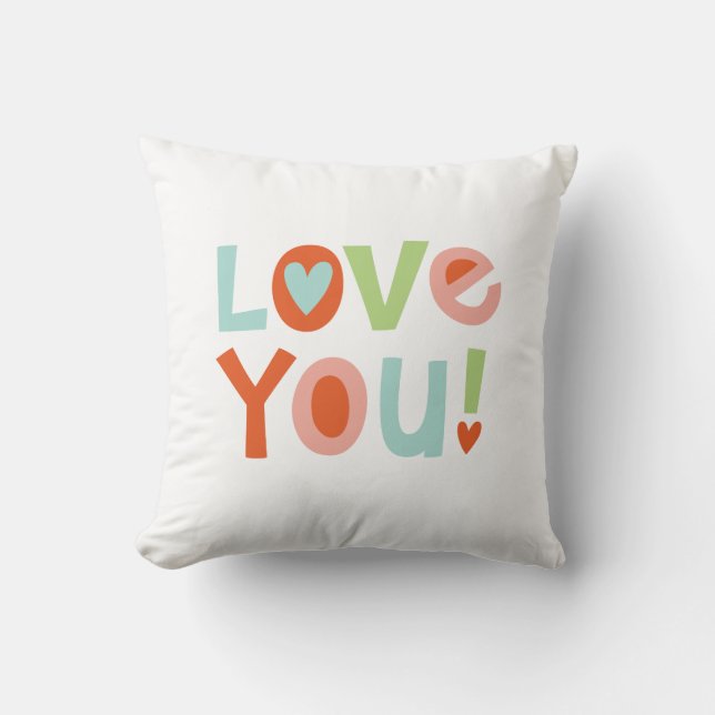 Cute Valentine I Love You Throw Pillow (Front)