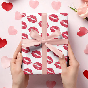 Cute Valentine Kisses Pattern Wrapping Paper