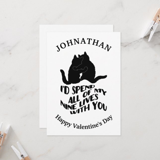 Cute Valentine kittens custom Valentine's Day Card (Front/Back In Situ)