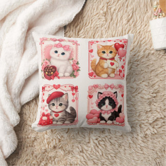 Cute Valentine Kittens Decorative Pillow