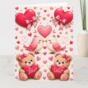 Cute Valentine Love Birds Teddy Bears Wrapping Card