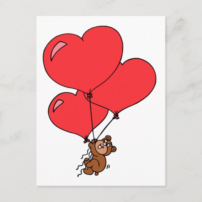 Cute Valentine Love Stuffed Bear Holiday Postcard (Front)