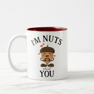 Cute Valentine Nuts about you Acorn funny hearts Two-Tone Coffee Mug