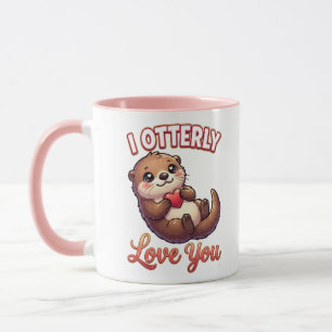 Cute Valentine Otter – I Otterly Love You Mug