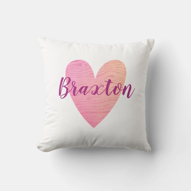 Cute Valentine Pink Heart Throw Pillow (Front)