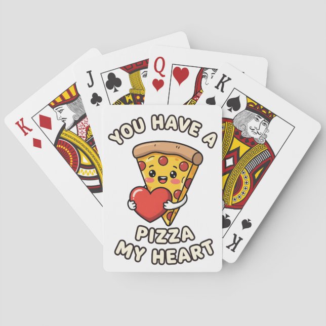 Cute Valentine Pizza Slice – Fun Romantic Gift for Playing Cards (Back)