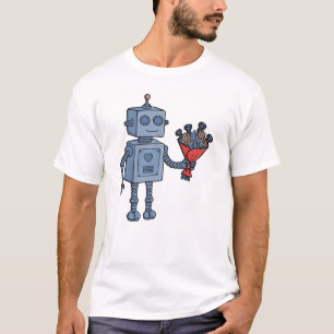 Cute Valentine Robot with Mechanical Gear Bouquet T-Shirt