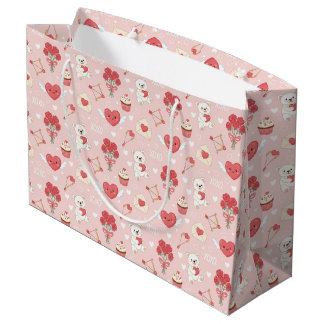 Cute Valentine’s Day Hearts, Flowers & Cupid Bows  Large Gift Bag