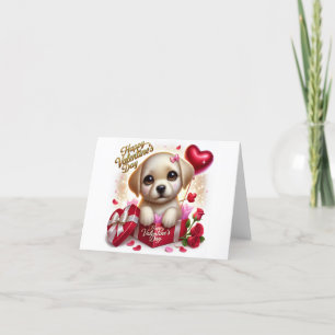 Cute Valentine’s Labrador Dog Folded Holiday Card
