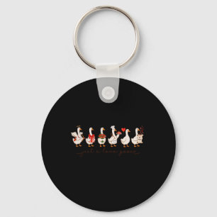 Cute Valentine Silly Goose Just A Love Goose Duck Keychain