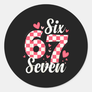 Cute Valentine Six Seven Checkerboard Love Nk Hear Classic Round Sticker