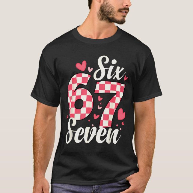 Cute Valentine Six Seven Checkerboard Love Nk Hear T-Shirt (Front)