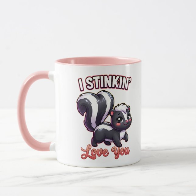 Cute Valentine Skunk – I Stinkin’ Love You Mug (Left)