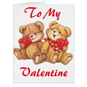 Cute Valentine Teddy Bear Couple Big Grey Card