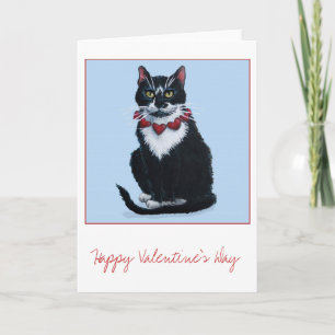 Cute Valentine tuxedo chat carte de voeux
