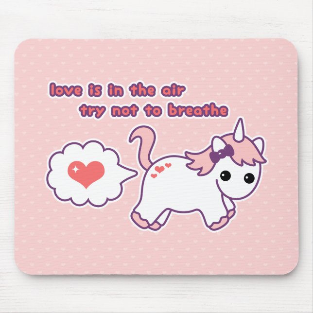 Cute Valentine Unicorn Mouse Pad (Front)