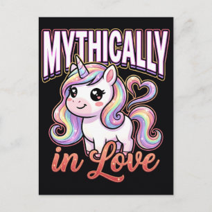 Cute Valentine Unicorn – Mythically in Love Postcard