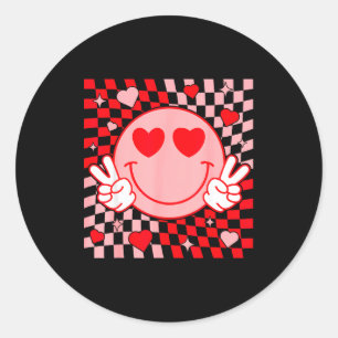 Cute Valentine Vibes Groovy Valentine Day Men Wome Classic Round Sticker