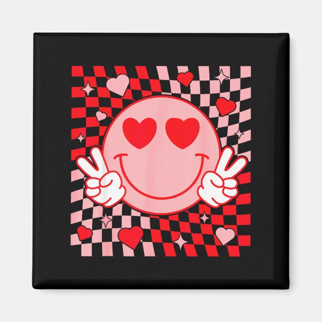 Cute Valentine Vibes Groovy Valentine Day Men Wome Magnet (Front)