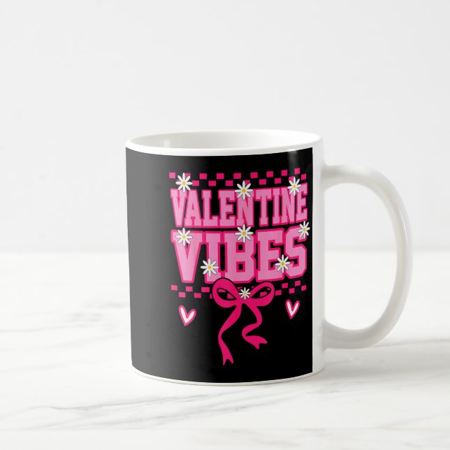 Cute Valentine Vibes Smile Face Valentines Day Gir Coffee Mug (Right)