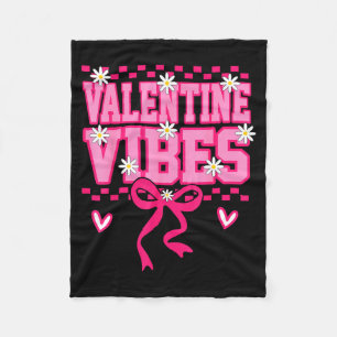 Cute Valentine Vibes Smile Face Valentines Day Gir Fleece Blanket