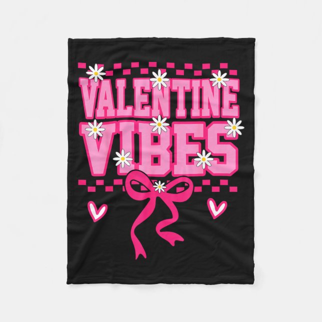 Cute Valentine Vibes Smile Face Valentines Day Gir Fleece Blanket (Front)