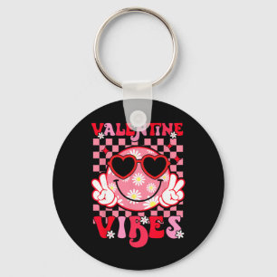 Cute Valentine Vibes Smile Face Valentines Day Gir Keychain