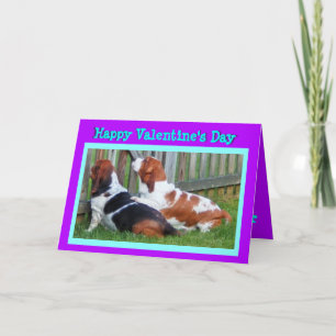 Cute Valentine w/Funny Basset Hounds Holiday Card