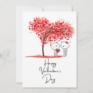 Cute Valentine Watercolor Artsy Personalize Holiday Card