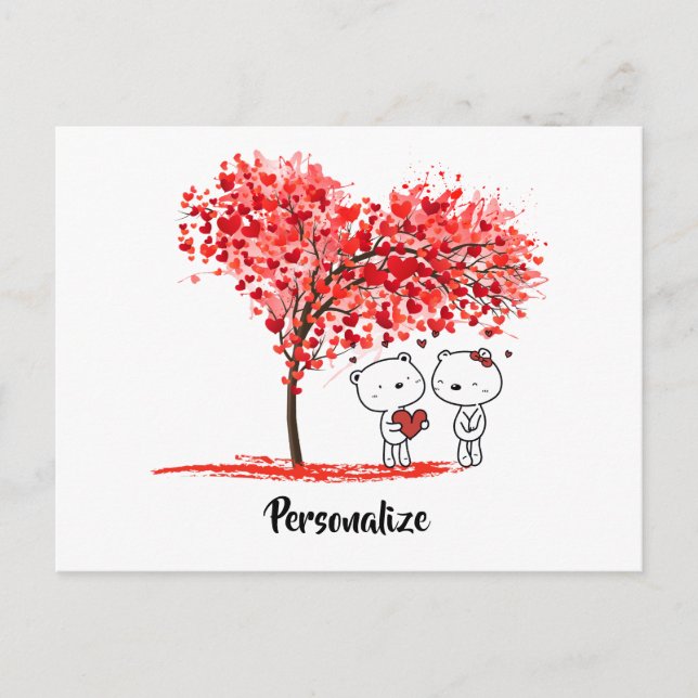Cute Valentine Watercolor Artsy Personalize Holiday Postcard (Front)