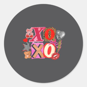Cute Valentine Xoxo Funny Valentine Hearts Lover G Classic Round Sticker
