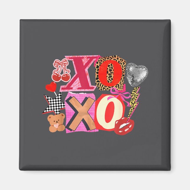 Cute Valentine Xoxo Funny Valentine Hearts Lover G Magnet (Front)