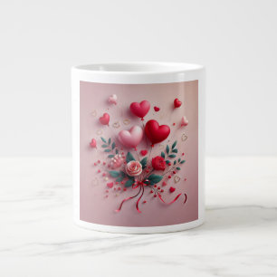Cute Valentine's balloons & roses Large Coffee Mug