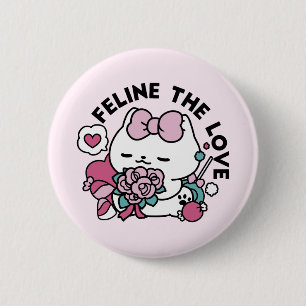 Cute Valentine's Cat Design – Feline the Love 2 Inch Round Button
