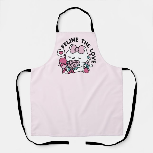 Cute Valentine's Cat Design – Feline the Love Apron (Front)